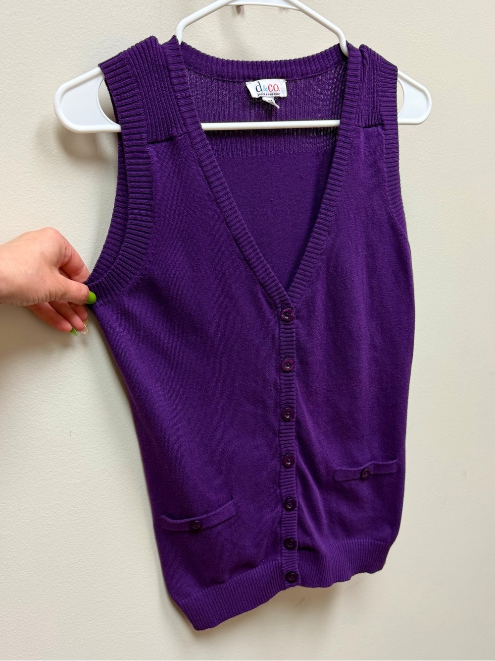 90s Vintage 💜 Denim & Company Button-Up Sweater Vest